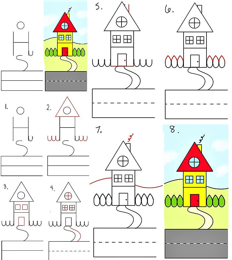 How To Draw A Nice House Step By Step Drawing Photos