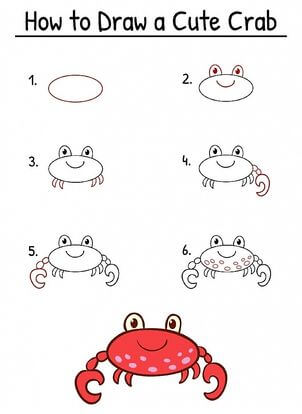 A Simple and Cute Crab Drawing Ideas