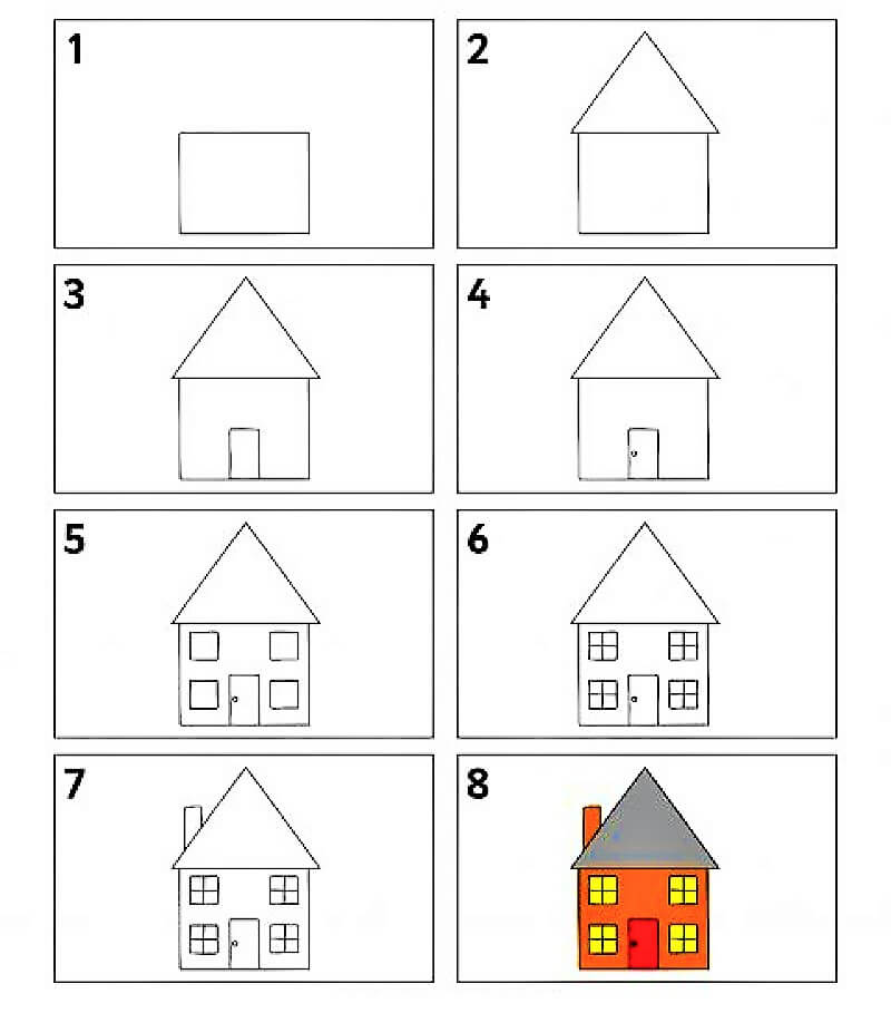 A Two Floors House Drawing Ideas