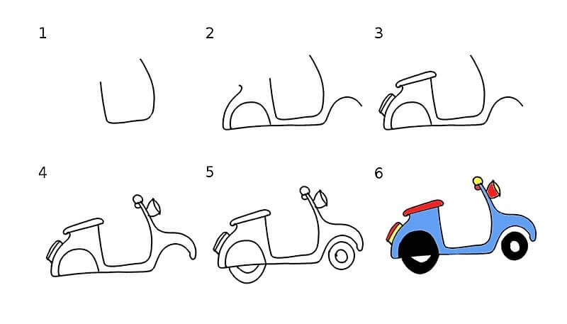 A Vespa Motorbike Drawing Ideas
