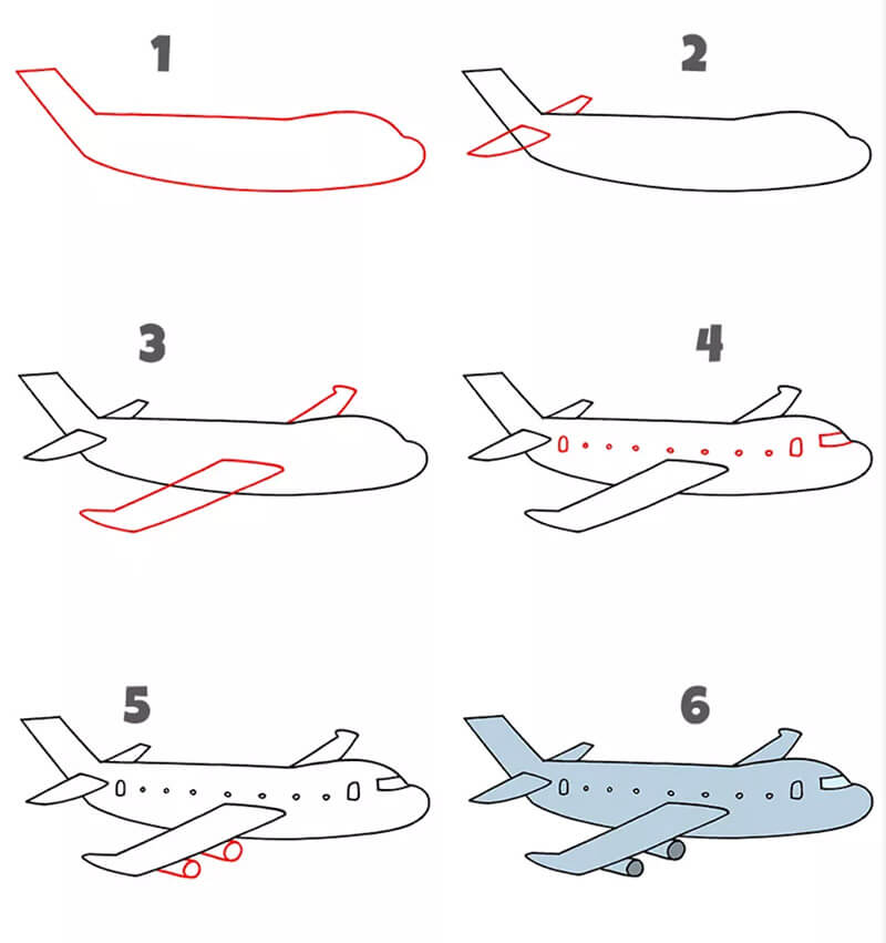 How To Draw A Simple Airplane Step By Step Retrabbit - vrogue.co