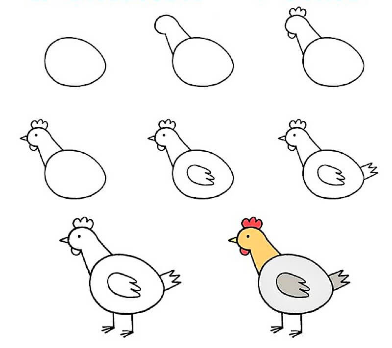 How to draw An Easy Chicken