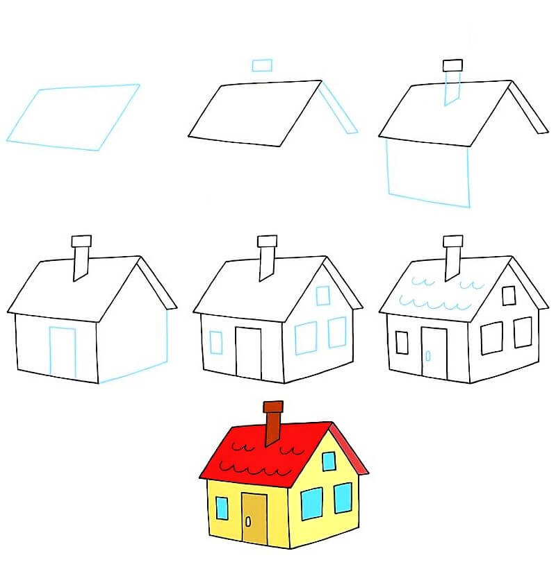 Simple Kids House Drawing Tutorial