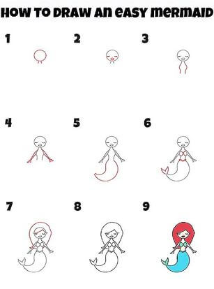 How to draw An Easy Mermaid
