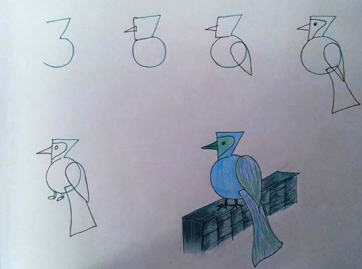 Bird from Number 3 Drawing Ideas