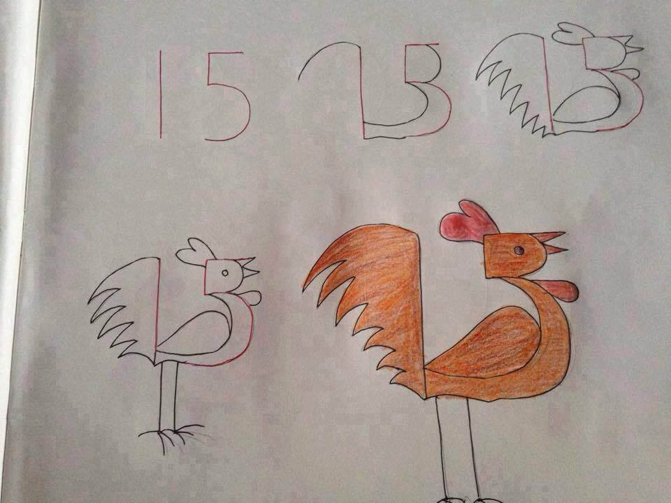 How to draw Chicken from Number 15