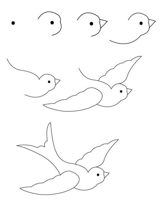 Draw a simple bird Drawing Ideas
