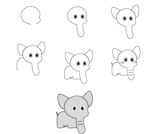 Draw a simple elephant (2) Drawing Ideas