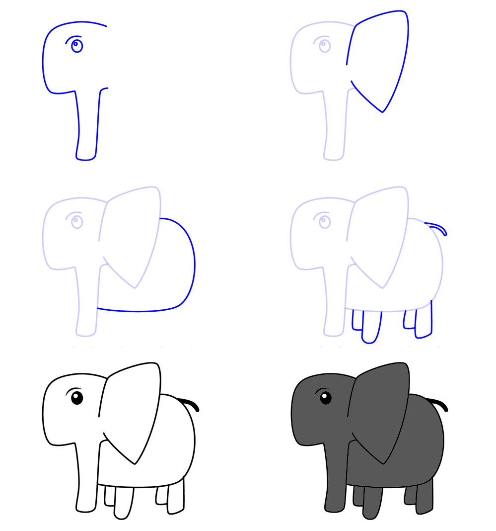 Draw a simple elephant (3) Drawing Ideas