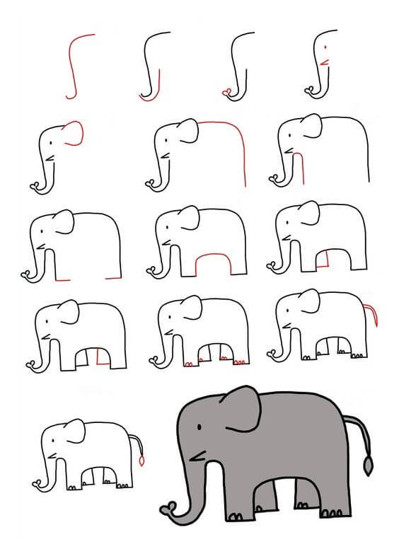 Elephant idea (47) Drawing Ideas