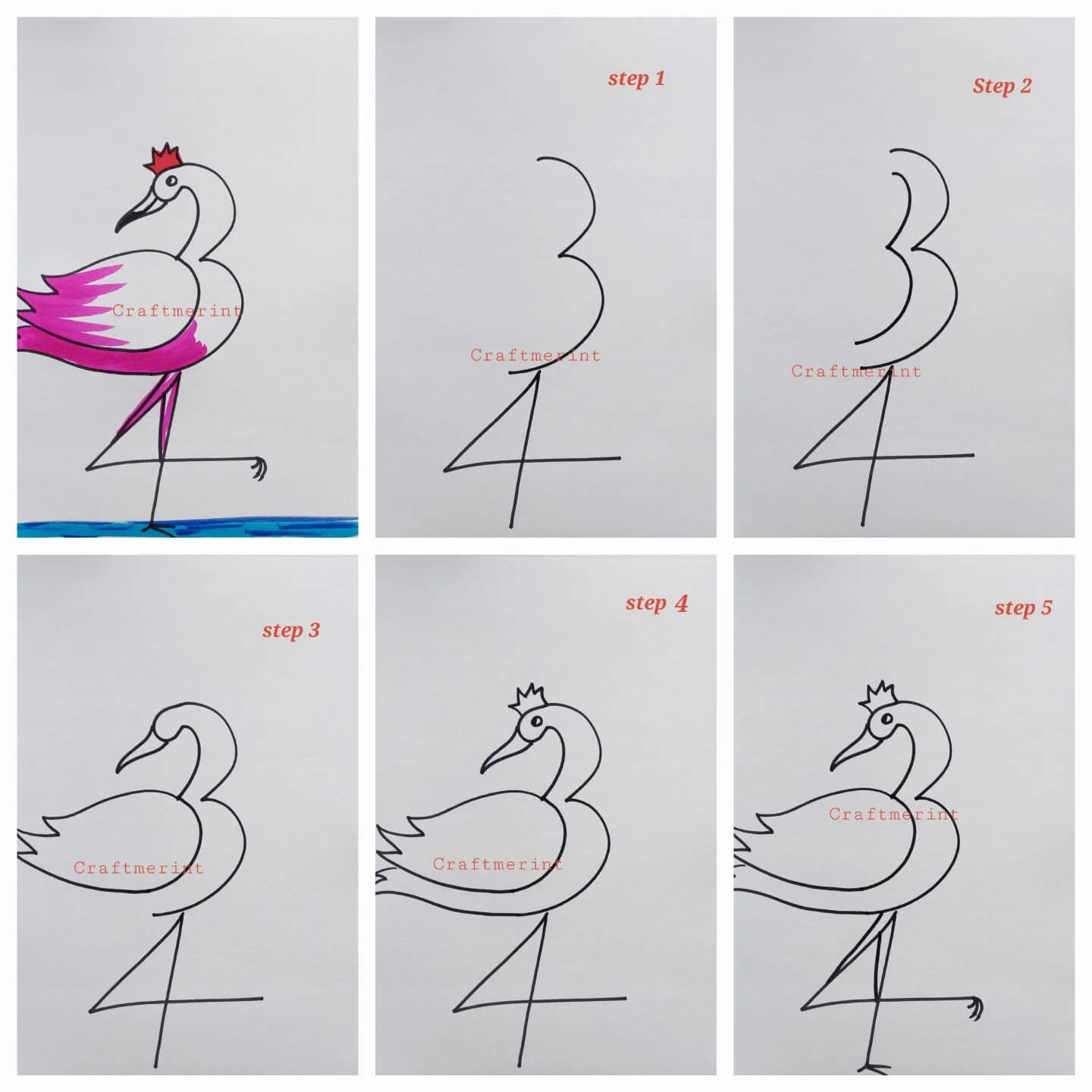 How to draw Flamingo idea 14