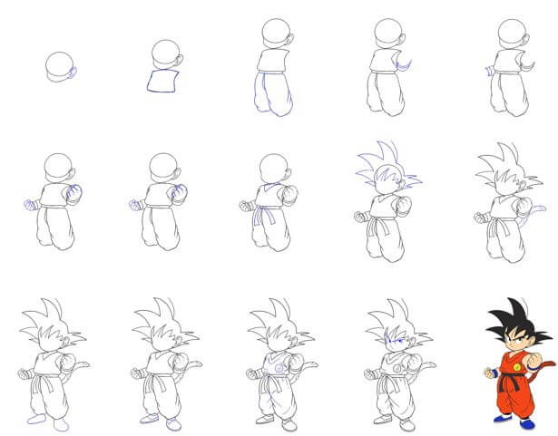 How to draw Little goku