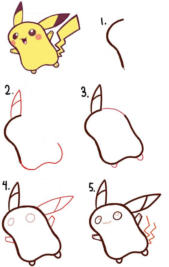 Pikachu behind Drawing Ideas