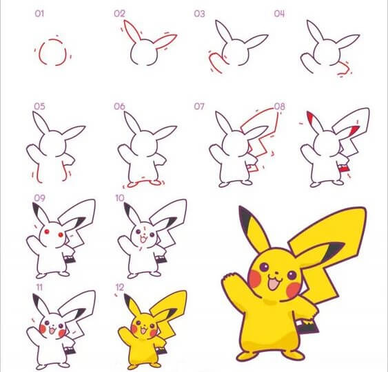 Pikachu waving Drawing Ideas