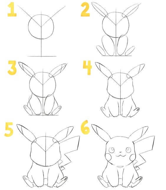 Pikachu sitting Drawing Ideas
