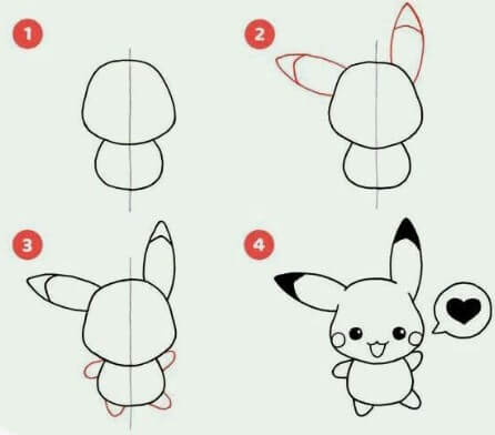 Pikachu cute Drawing Ideas