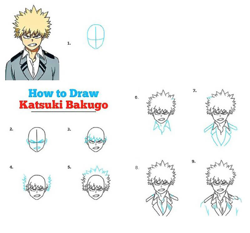 Simple Katsuki Bakugo Drawing Ideas