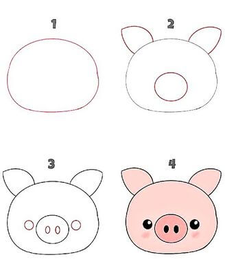Very Simple and Easy Pig Drawing Ideas