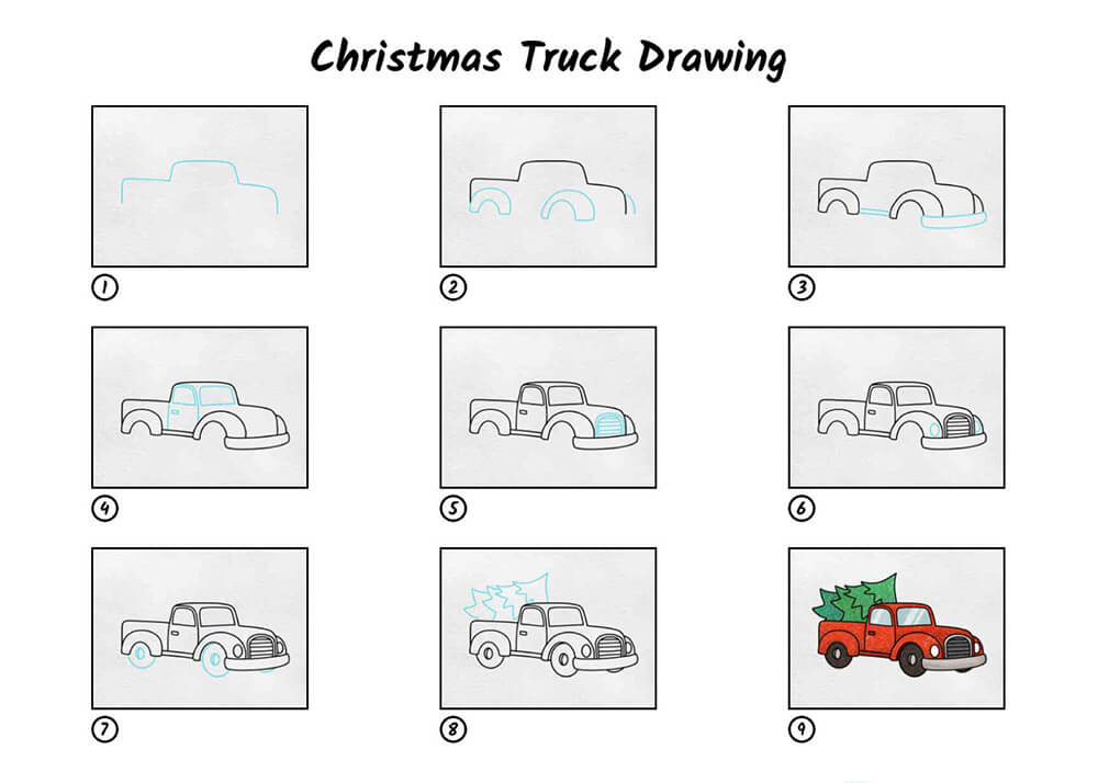 A Christmas Truck Drawing Ideas