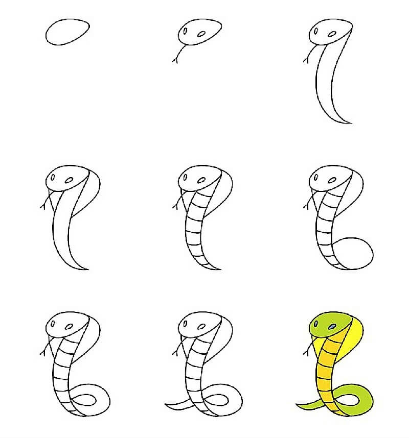 How to draw An Easy Cobra
