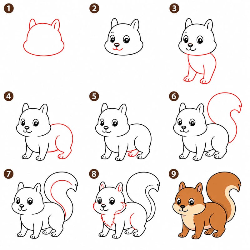 Cute Little Squirrel Drawing Ideas