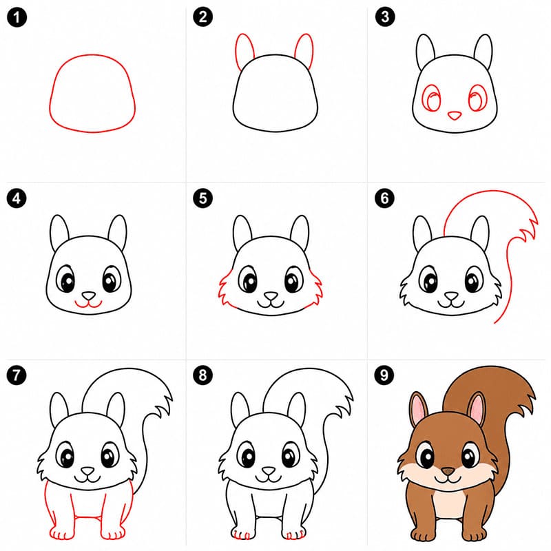 Cute Squirrel Drawing Ideas