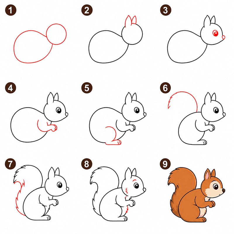 Fluffy Squirrel Drawing Ideas