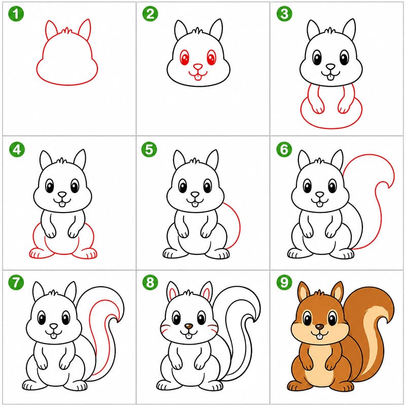 Lovely Squirrel Drawing Ideas