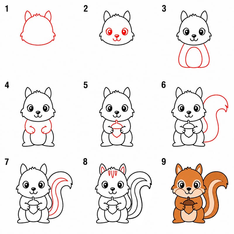 Printable Squirrel Drawing Ideas