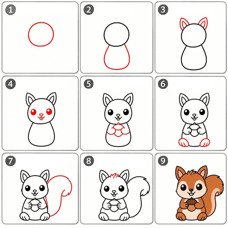 Sitting Squirrel Drawing Ideas