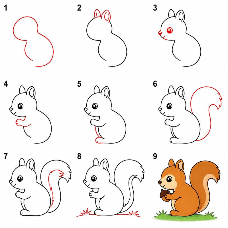 Squirrel easy Drawing Ideas