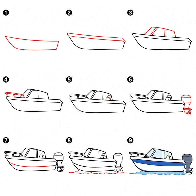 How to draw Boat free image