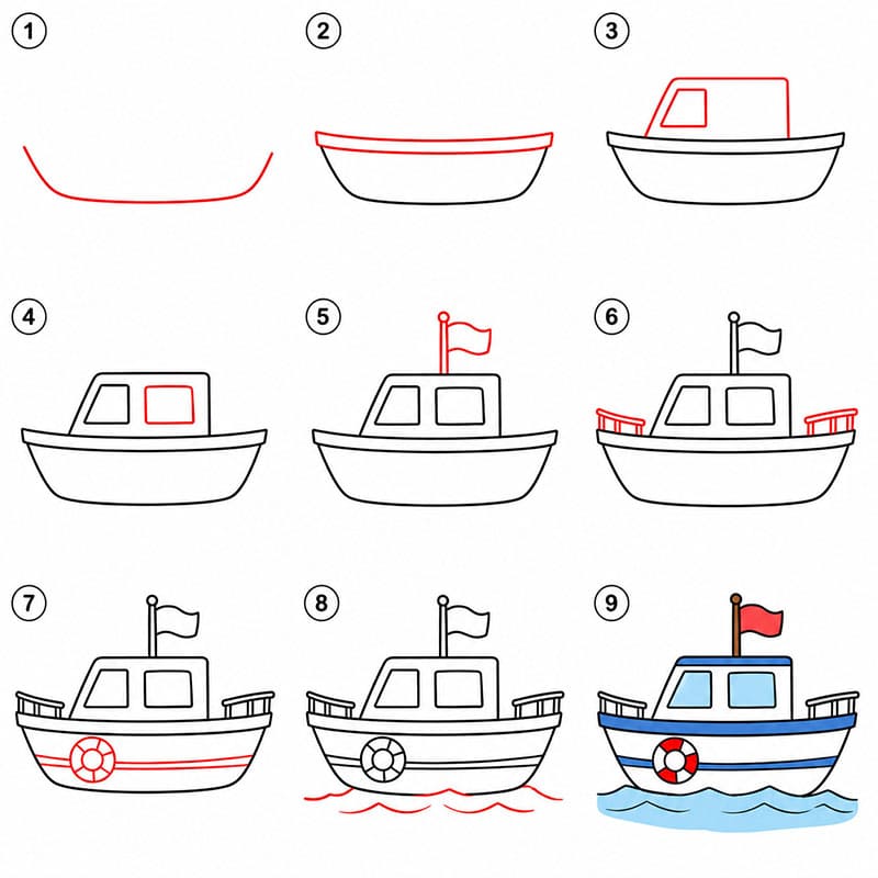 How to draw Boat image