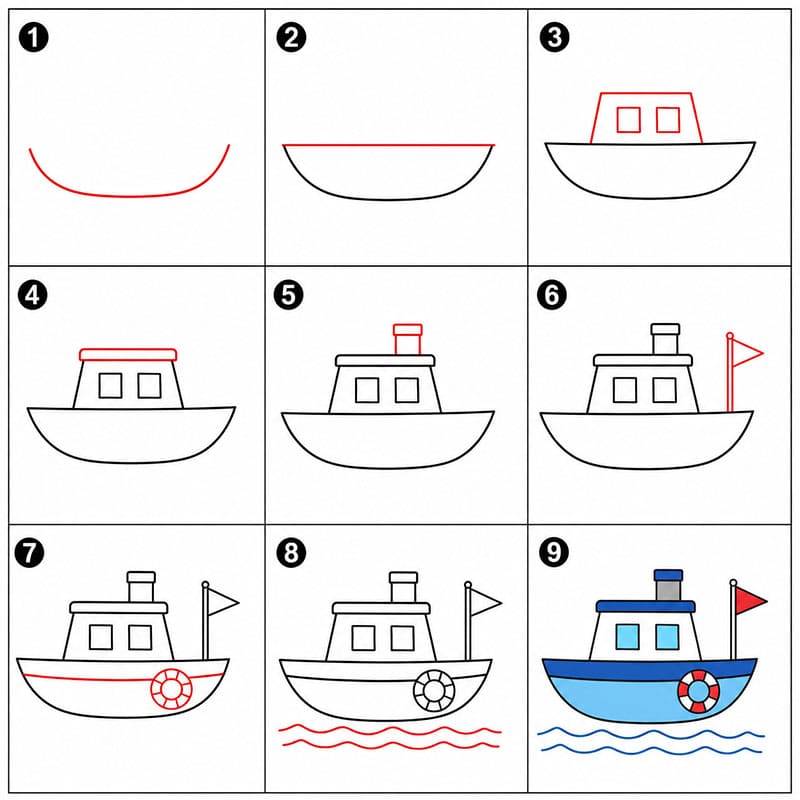 How to draw Boat simple