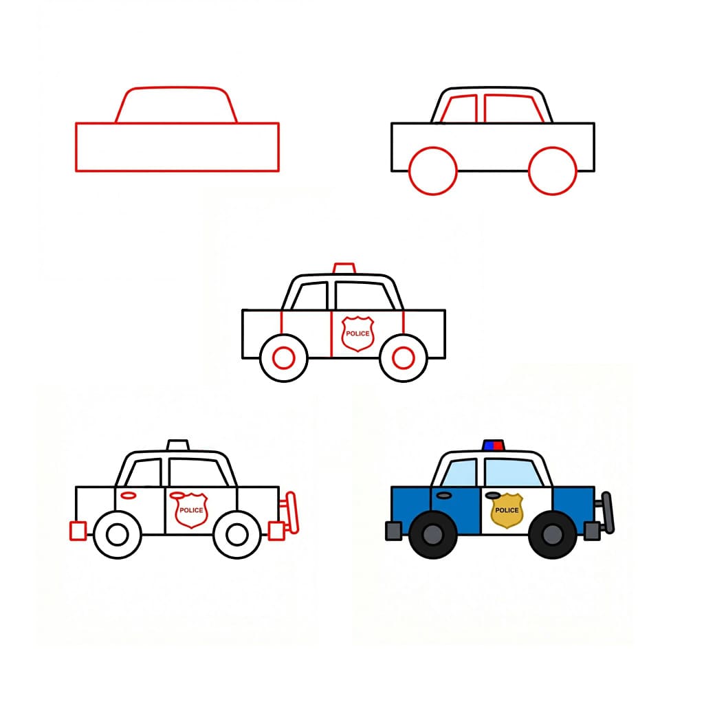 Classic Police Car Drawing Ideas