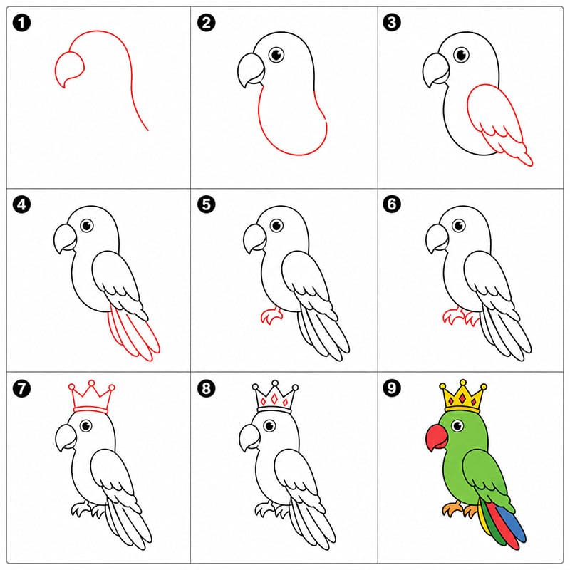 Parrot king Drawing Ideas
