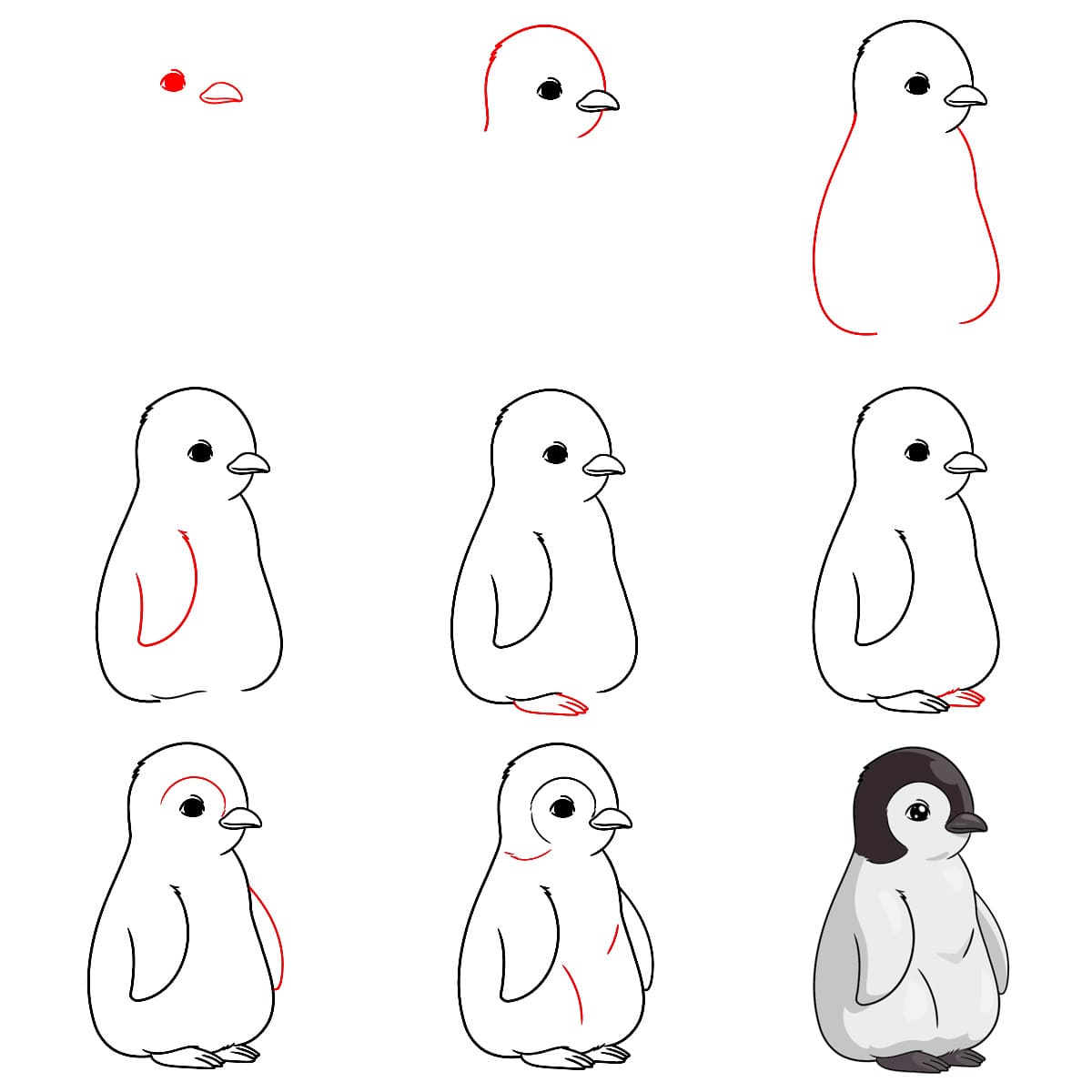 How to draw Penguin baby
