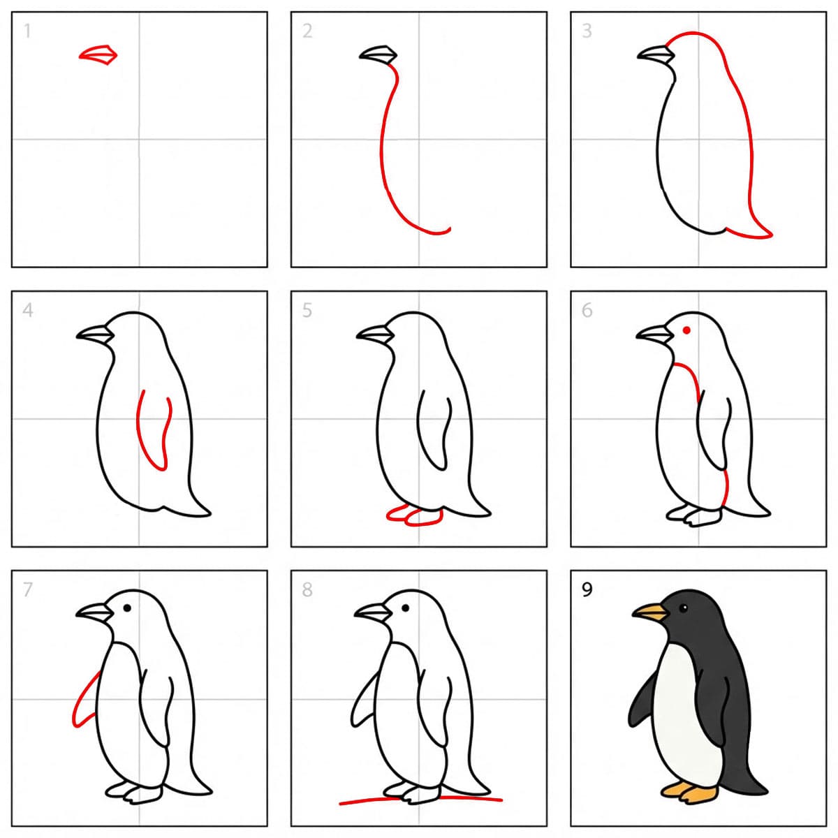 How to draw Penguin side view