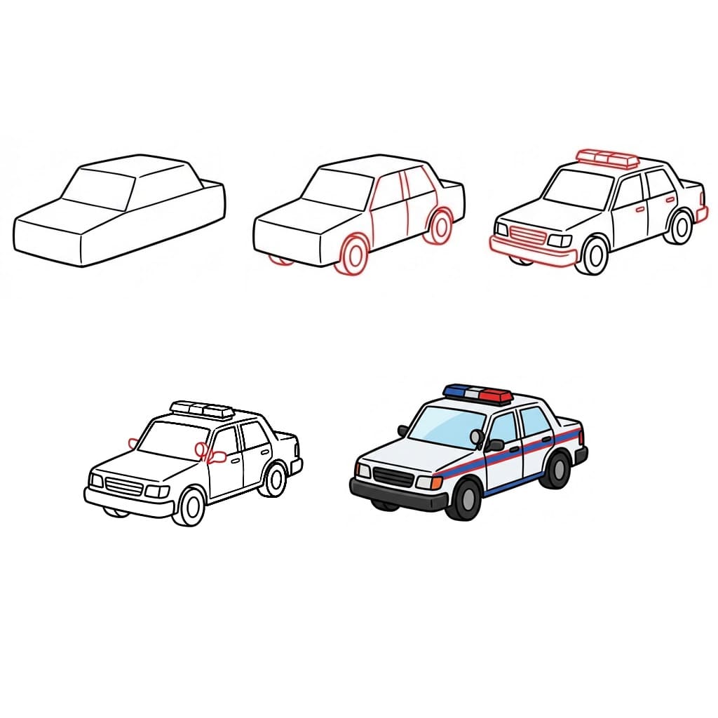 Police Car on Duty Drawing Ideas