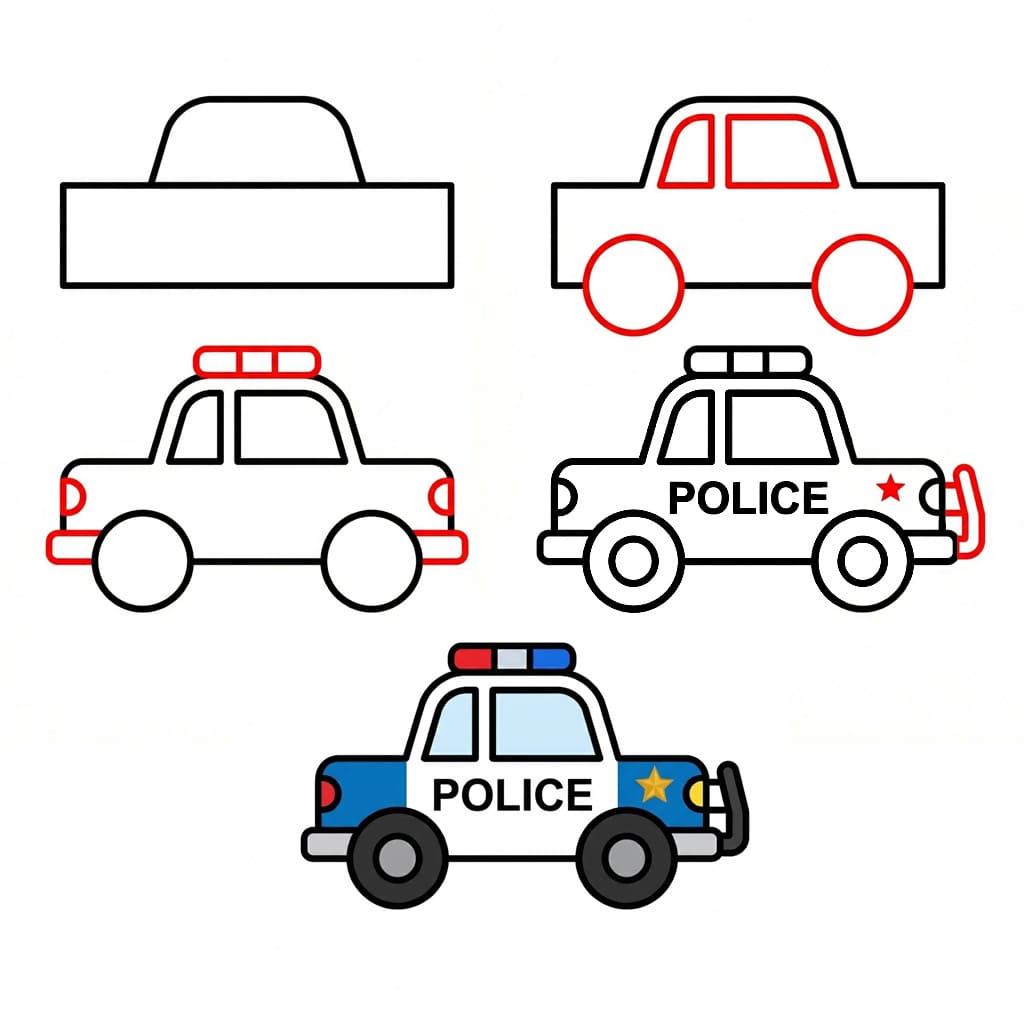 Police car basic Drawing Ideas