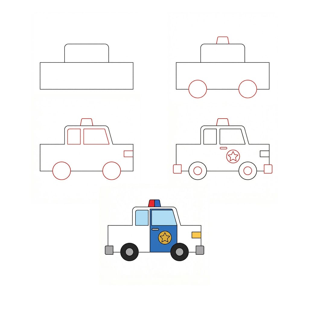 Simple Police Car Drawing Ideas