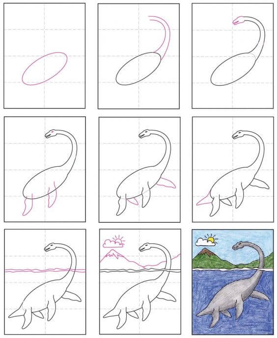 How to draw Underwater dinosaurs (2)