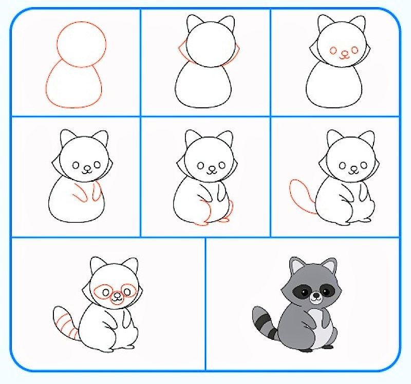 A simple raccoon Drawing Ideas