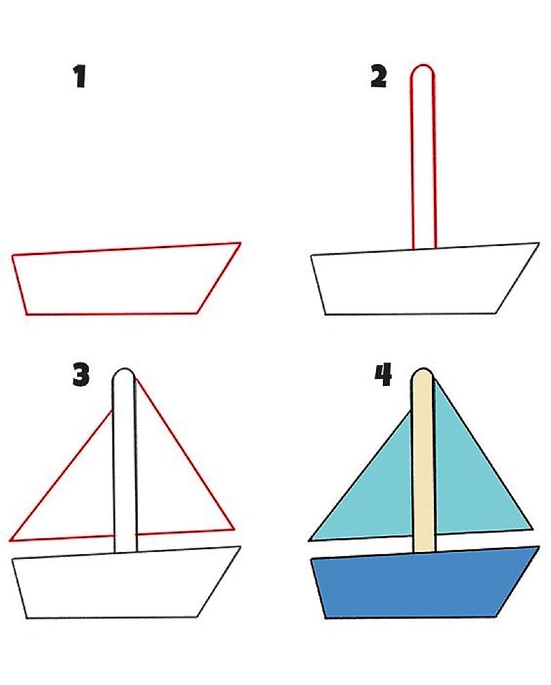How to draw A simple sailboat step by step Drawing Photos