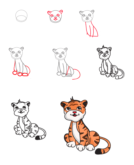 How to draw Cartoon tiger 2