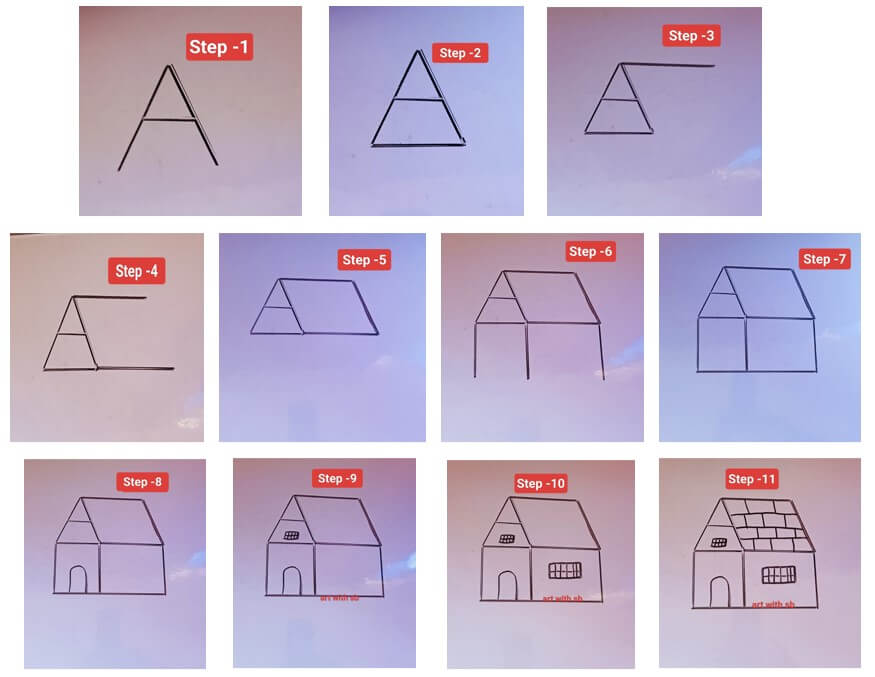 How to draw Draw a house from the letter A