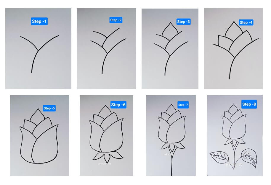 Draw a rose from the letter Y Drawing Ideas