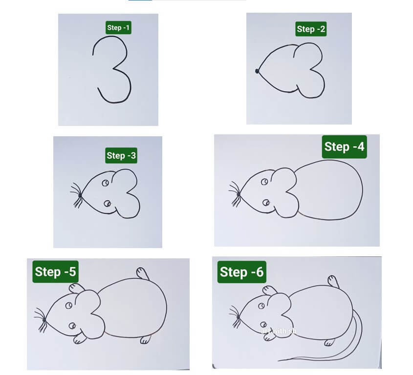 How to draw Draw the mouse from number 3