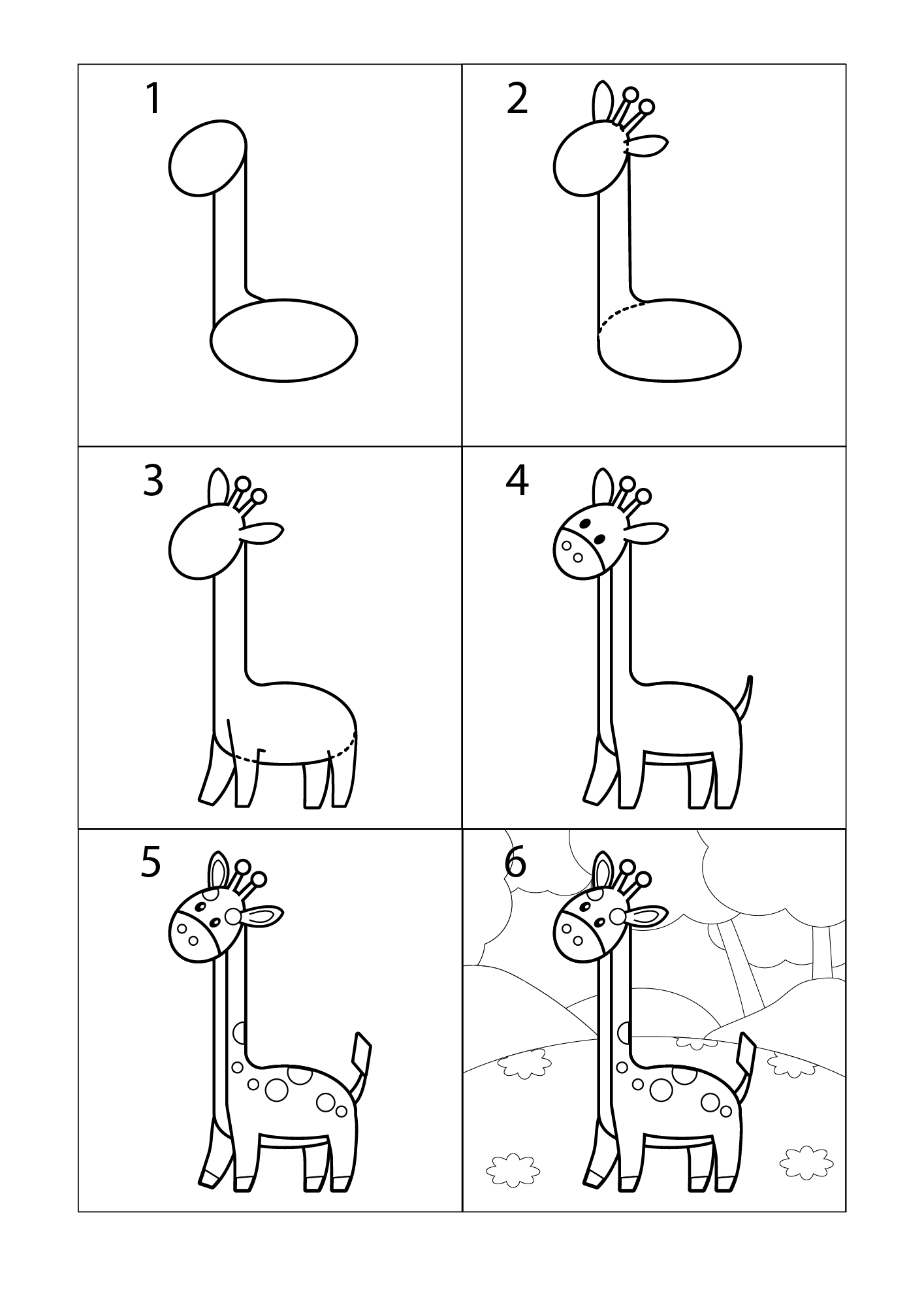 How to draw Drawing a simple giraffe