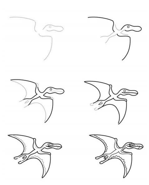 How to draw Flying dinosaur (1)